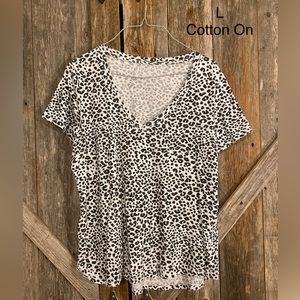 Cotton On Large V Neck Cheetah Print Shirt